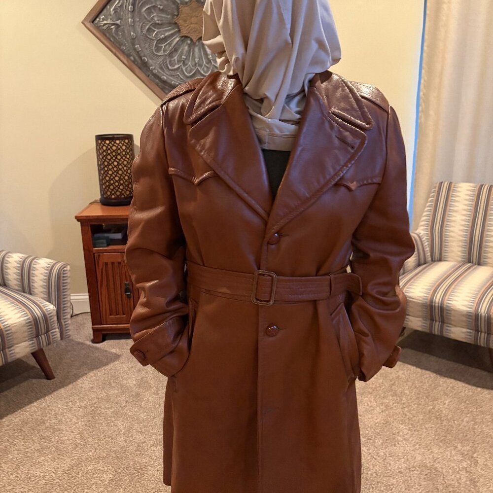 Vintage 80s Leather Trench Coat by Scully